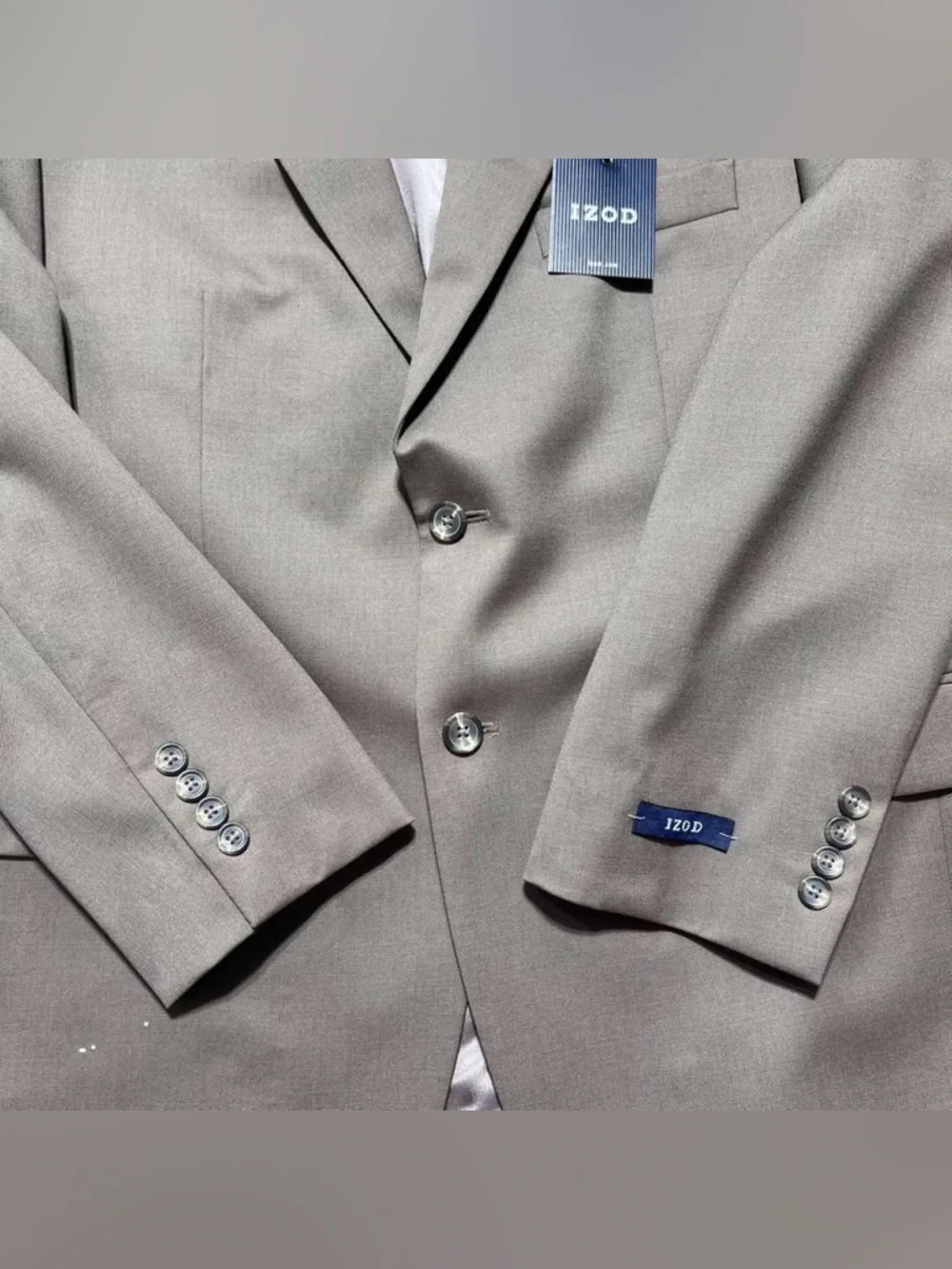 IZOD Mens 100% Wool 2 Button Suit Coat‎ Jacket Size 40R Taupe